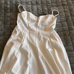 White Spaghetti Strap Bustier Dress